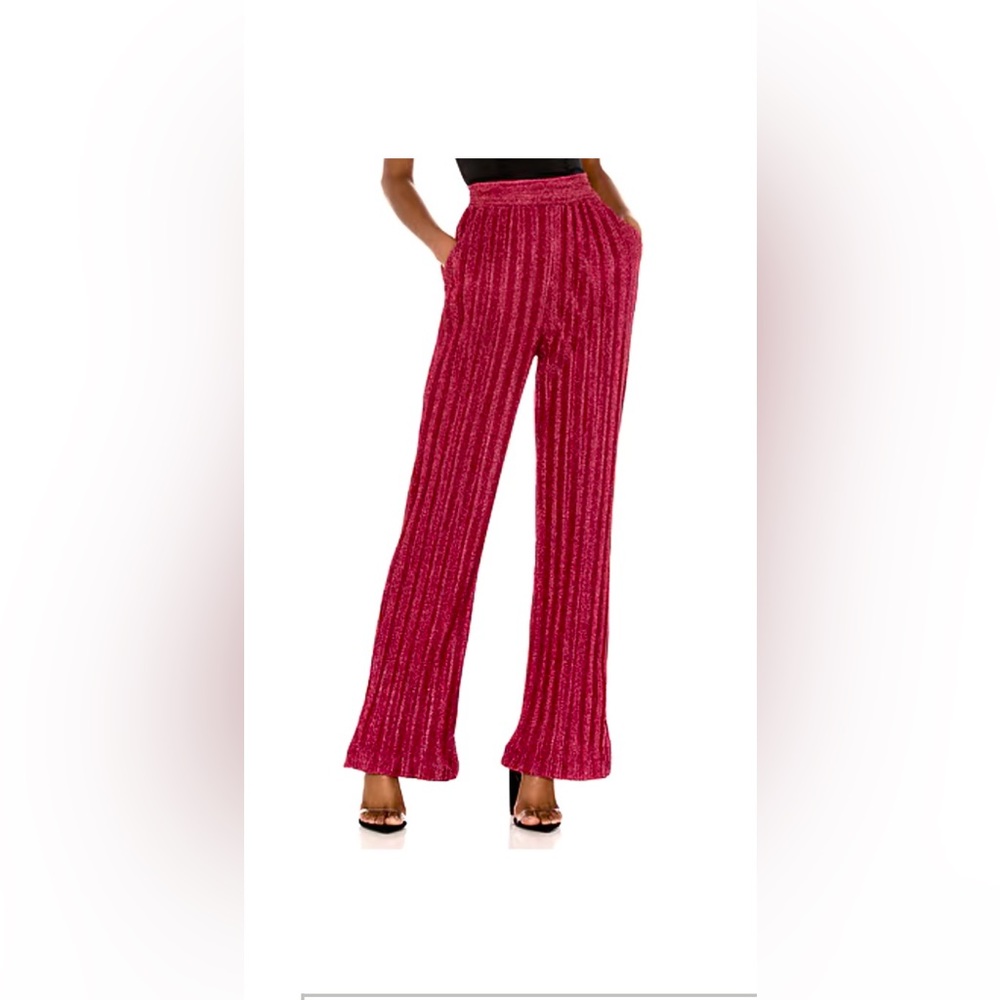 NBD Revolve Phoibe Pant Fuschia Size XS NWT sparkle micropleat flare MSRP $178